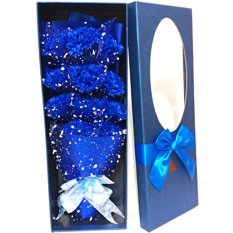 Fashion Online 11 Chiffon Red Soap Flower With Bouquet Box Blue Pink Artificial Rose Gift for Wife