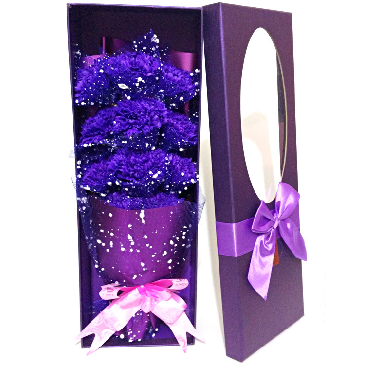 Fashion Online 11 Chiffon Red Soap Flower With Bouquet Box Blue Pink Artificial Rose Gift for Wife