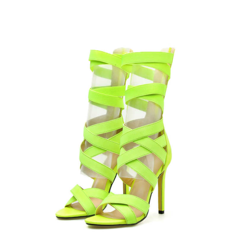 Summer 2020 Zipper Stretch Cloth Long Tube Open Toe Thin High Heel High Heel Boots