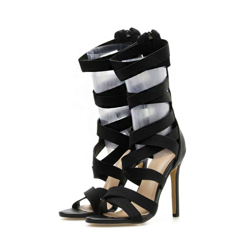 Summer 2020 Zipper Stretch Cloth Long Tube Open Toe Thin High Heel High Heel Boots