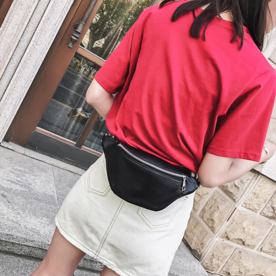 Fashion Chain Leather Messenger Bag Shoulder Bag Female Large Capacity ZipperMoney Waist Packs