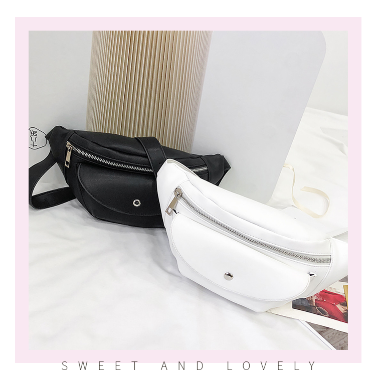 Fashion Chain Leather Messenger Bag Shoulder Bag Female Large Capacity ZipperMoney Waist Packs