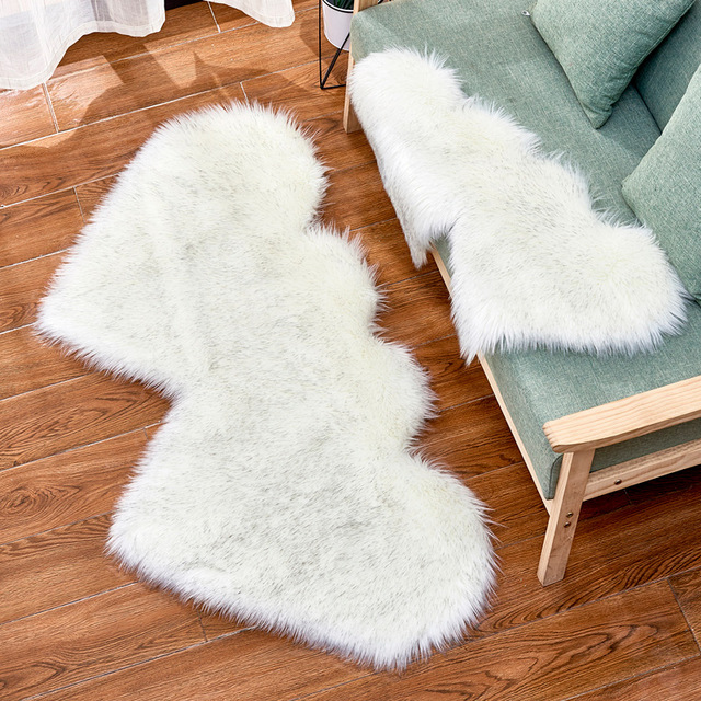 Fluffy Plush Area Rug Faux Fur Carpet Double Heart Artificial Wool Sheepskin Rugs Shaggy Carpets