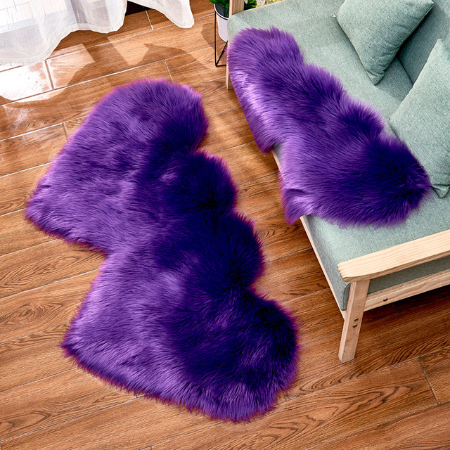 Fluffy Plush Area Rug Faux Fur Carpet Double Heart Artificial Wool Sheepskin Rugs Shaggy Carpets