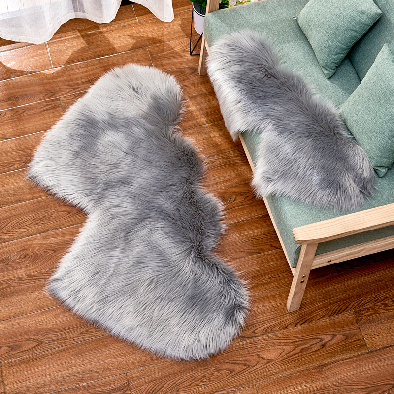 Fluffy Plush Area Rug Faux Fur Carpet Double Heart Artificial Wool Sheepskin Rugs Shaggy Carpets