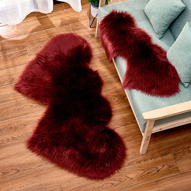 Fluffy Plush Area Rug Faux Fur Carpet Double Heart Artificial Wool Sheepskin Rugs Shaggy Carpets