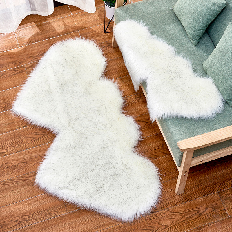 Fluffy Plush Area Rug Faux Fur Carpet Double Heart Artificial Wool Sheepskin Rugs Shaggy Carpets