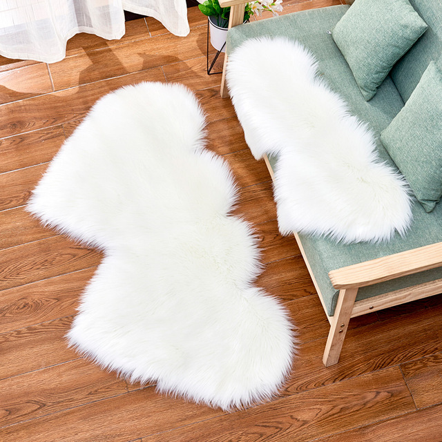 Fluffy Plush Area Rug Faux Fur Carpet Double Heart Artificial Wool Sheepskin Rugs Shaggy Carpets