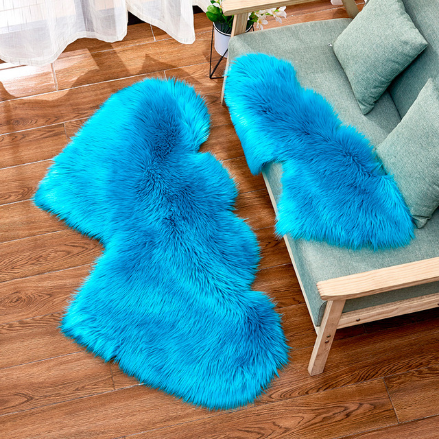 Fluffy Plush Area Rug Faux Fur Carpet Double Heart Artificial Wool Sheepskin Rugs Shaggy Carpets