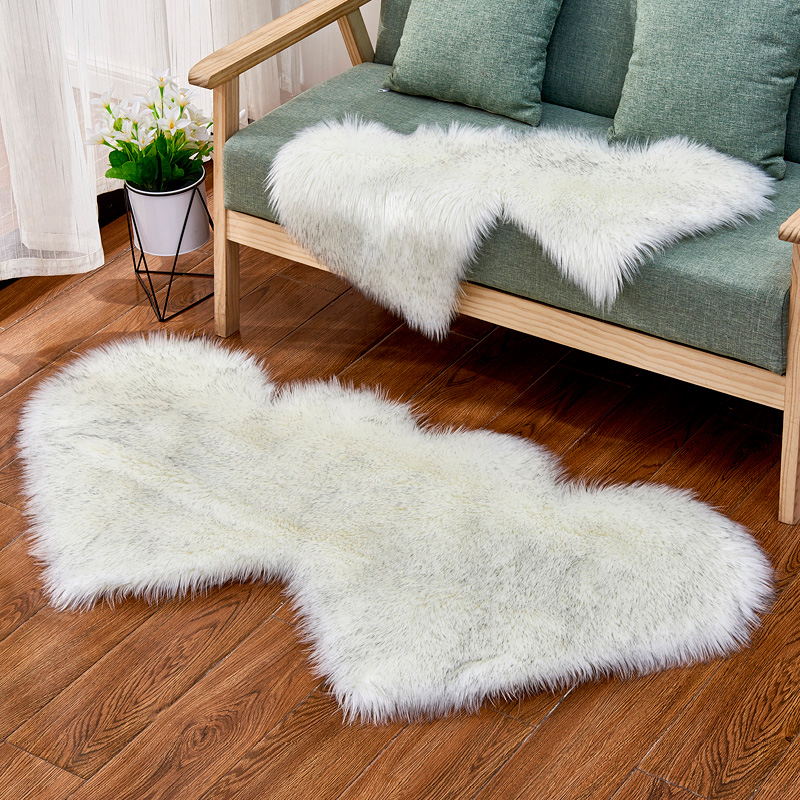 Fluffy Plush Area Rug Faux Fur Carpet Double Heart Artificial Wool Sheepskin Rugs Shaggy Carpets
