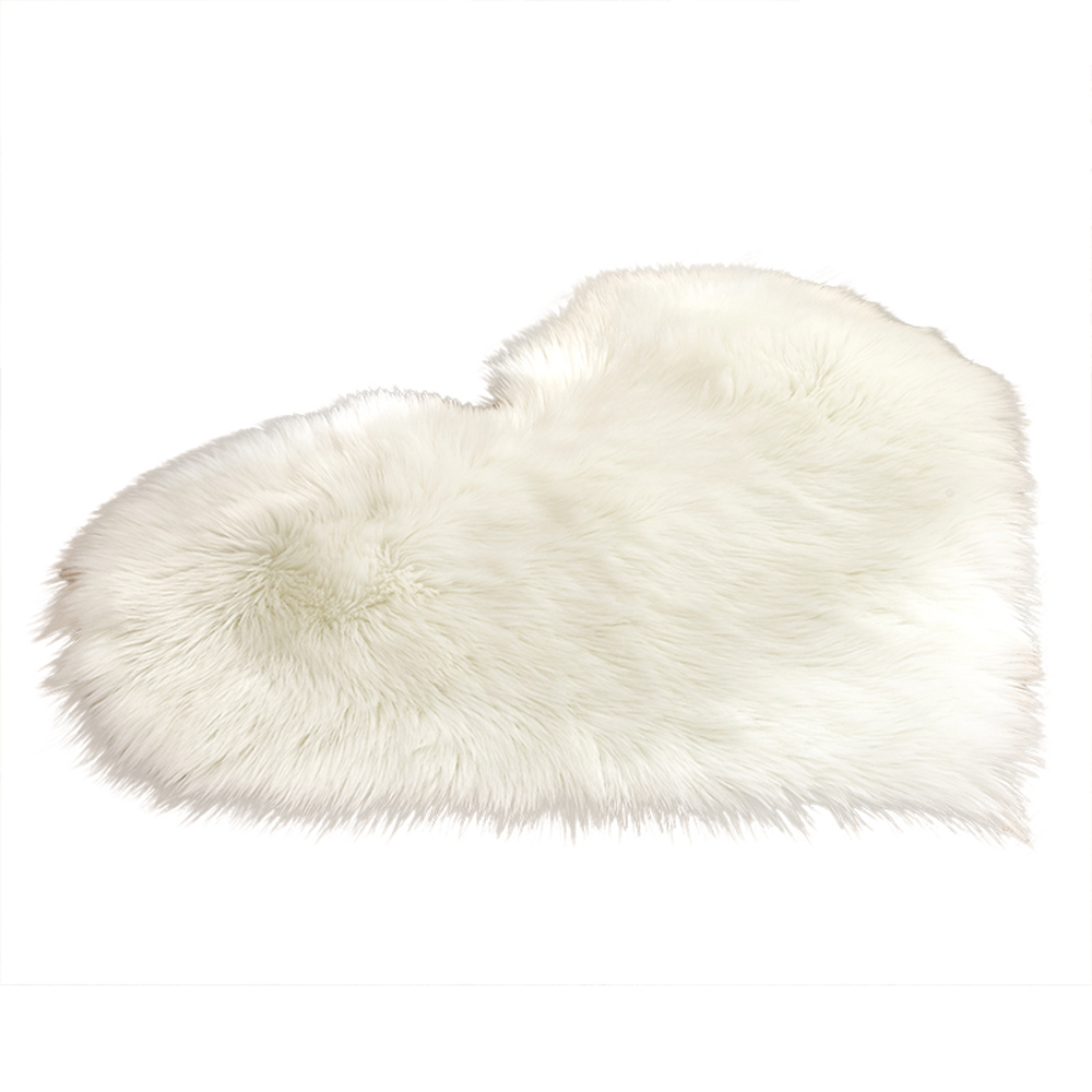 Wool Sheepskin Baby Room Mat Long Hairy Rug Blue White Pink Shaggy Carpet Love Heart Shape Fur Rugs