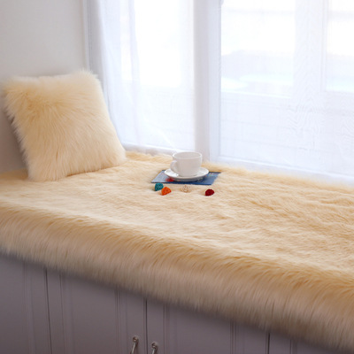 Long Hair Carpet Room Deco Artificial Rectangle Fluffy Mat Pad Anti-Slip Chair Sofa Cover Plain Rugs
