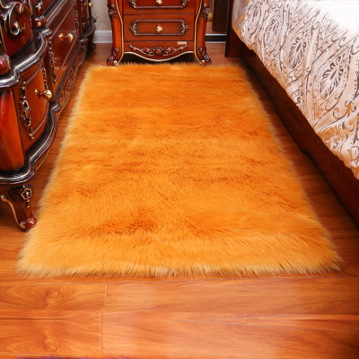 Long Hair Carpet Room Deco Artificial Rectangle Fluffy Mat Pad Anti-Slip Chair Sofa Cover Plain Rugs