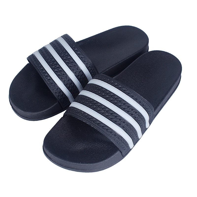 Household Shoes men&apos;s simple striped slippers women&apos;s sandals couple indoor antiskid bath slippers