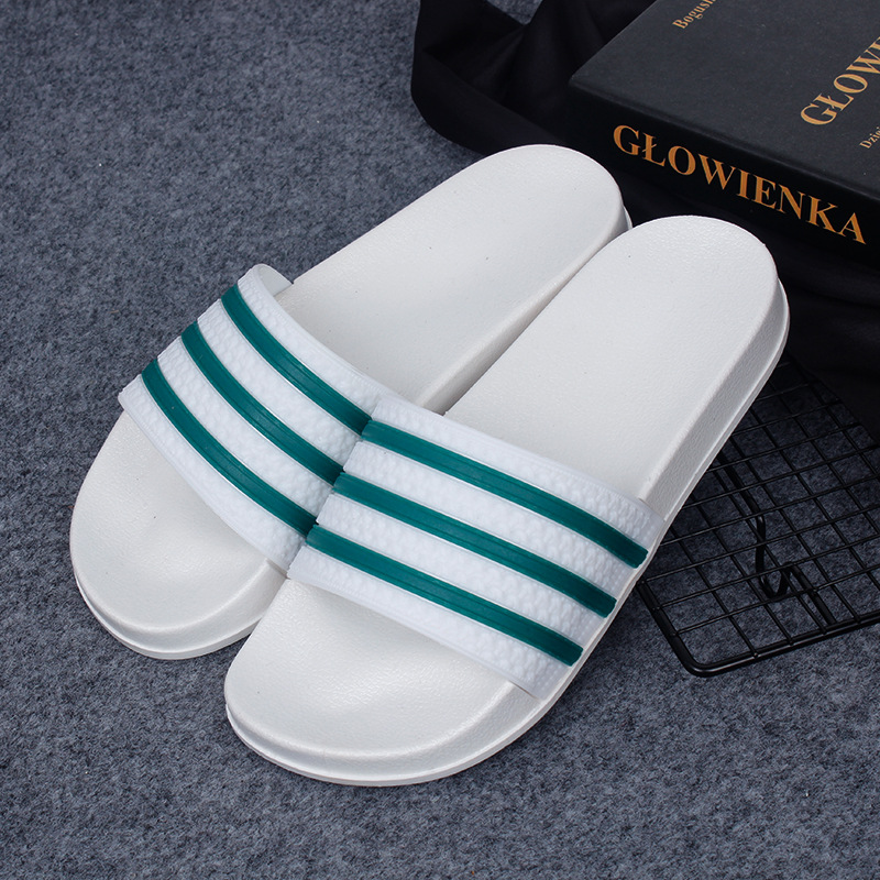 Household Shoes men&apos;s simple striped slippers women&apos;s sandals couple indoor antiskid bath slippers