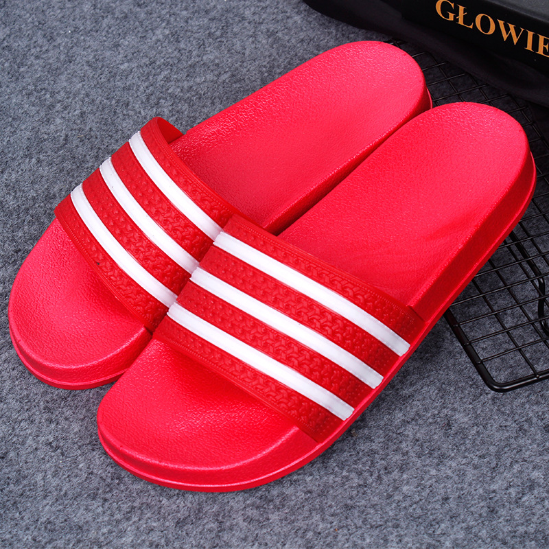 Household Shoes men&apos;s simple striped slippers women&apos;s sandals couple indoor antiskid bath slippers