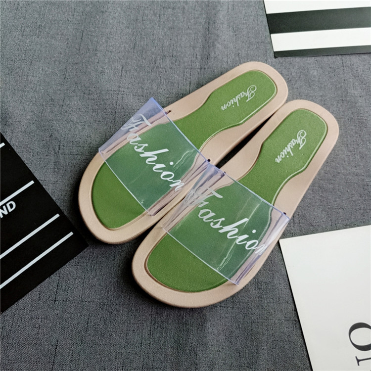 Ins sandals women's new summer fashion  transparent slipper with dots in Korean flat heels