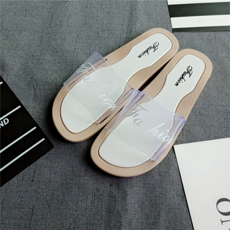 Ins sandals women's new summer fashion  transparent slipper with dots in Korean flat heels