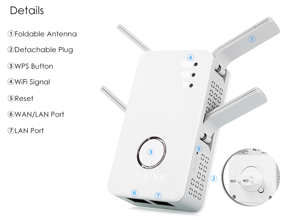 Dual repeater home commercial enhanced WiFi signal amplifier 1200m wireless wall router