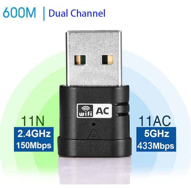 Dual band USB wireless card ac600m 2.4g/5.8g wireless card Mini dual band WiFi receiver