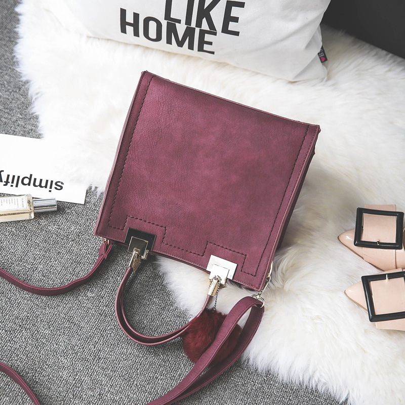 2020 New Retro Women's Handbag Maroon CrossBag Small Square Bag