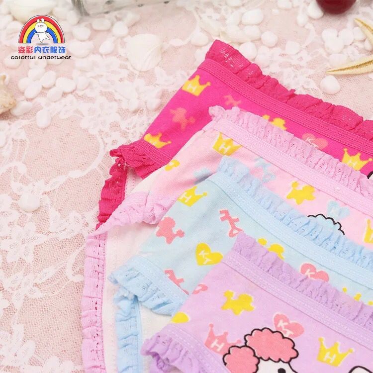 12pcs in Pack Baby underwear baby cute cartoon Hello Kitty Cat Cotton Briefs girls underwear lace