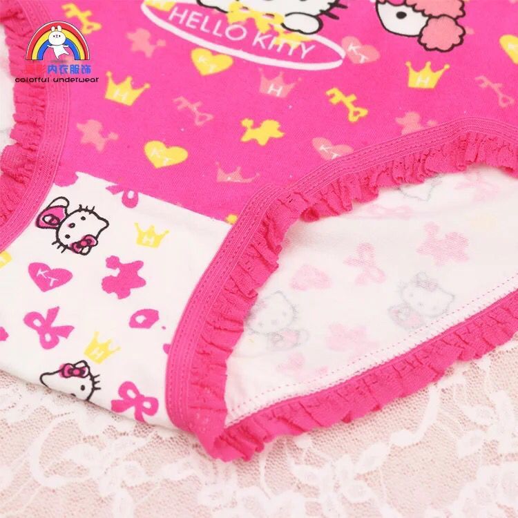 12pcs in Pack Baby underwear baby cute cartoon Hello Kitty Cat Cotton Briefs girls underwear lace
