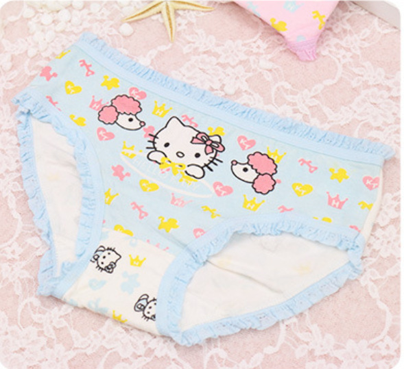 12pcs in Pack Baby underwear baby cute cartoon Hello Kitty Cat Cotton Briefs girls underwear lace