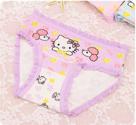 12pcs in Pack Baby underwear baby cute cartoon Hello Kitty Cat Cotton Briefs girls underwear lace