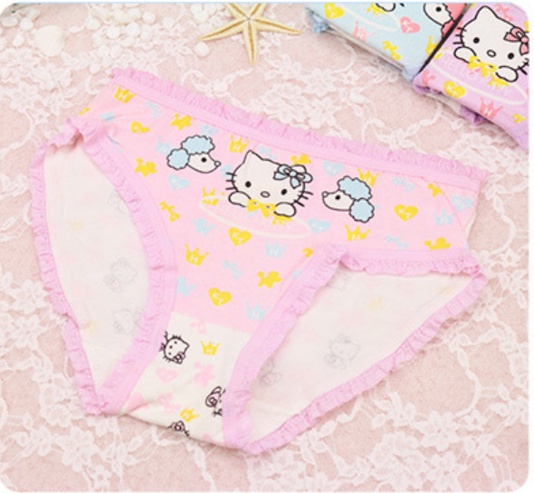 12pcs in Pack Baby underwear baby cute cartoon Hello Kitty Cat Cotton Briefs girls underwear lace