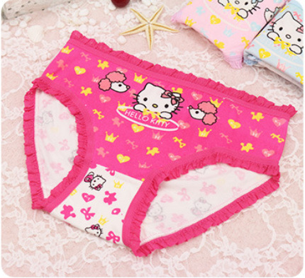 12pcs in Pack Baby underwear baby cute cartoon Hello Kitty Cat Cotton Briefs girls underwear lace