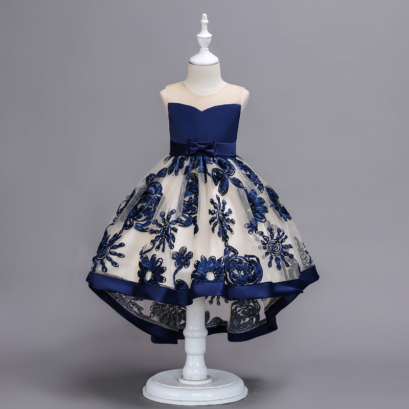 Flower children's wedding dress embroidery Tuxedo Dress children's soft dress Princess lovely skirt