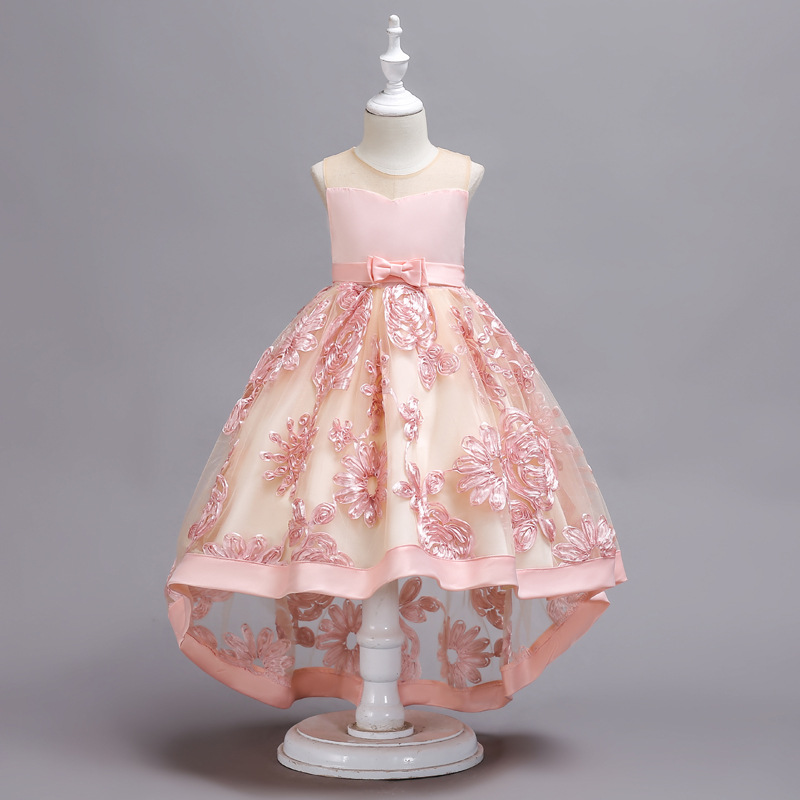 Flower children's wedding dress embroidery Tuxedo Dress children's soft dress Princess lovely skirt