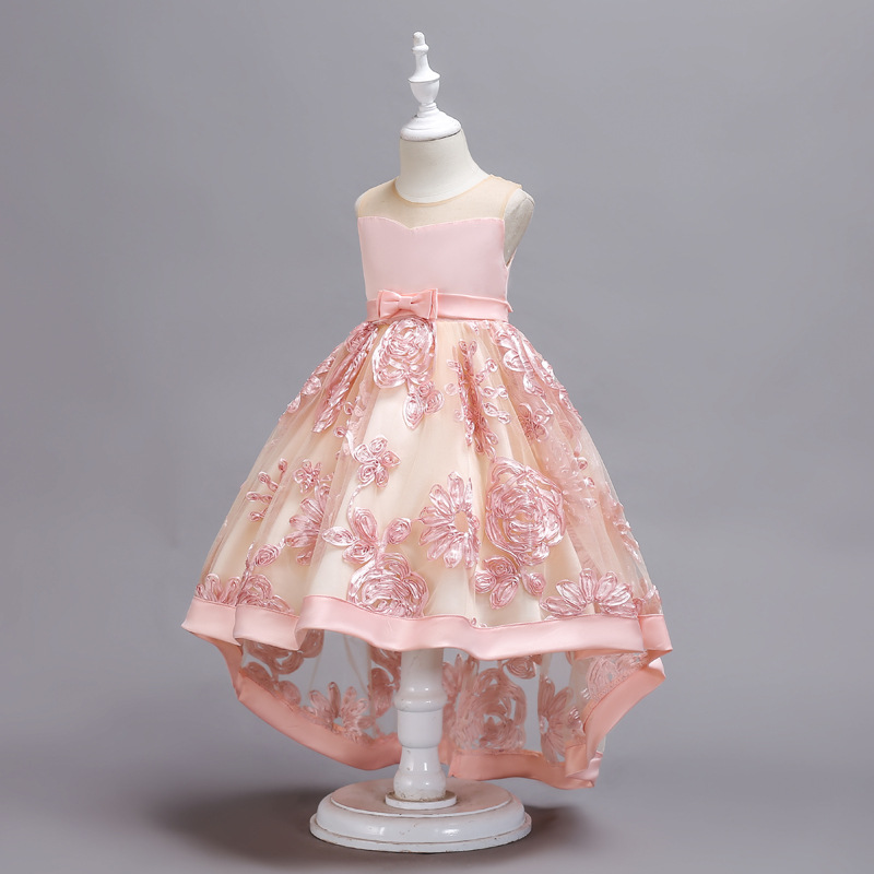 Flower children's wedding dress embroidery Tuxedo Dress children's soft dress Princess lovely skirt