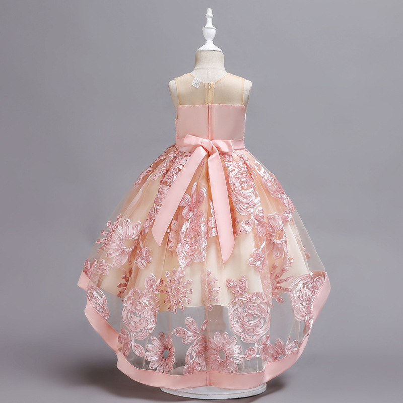 Flower children's wedding dress embroidery Tuxedo Dress children's soft dress Princess lovely skirt