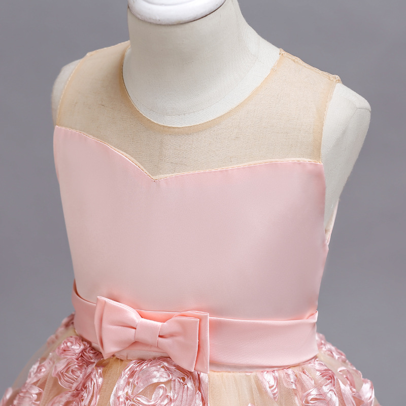Flower children's wedding dress embroidery Tuxedo Dress children's soft dress Princess lovely skirt