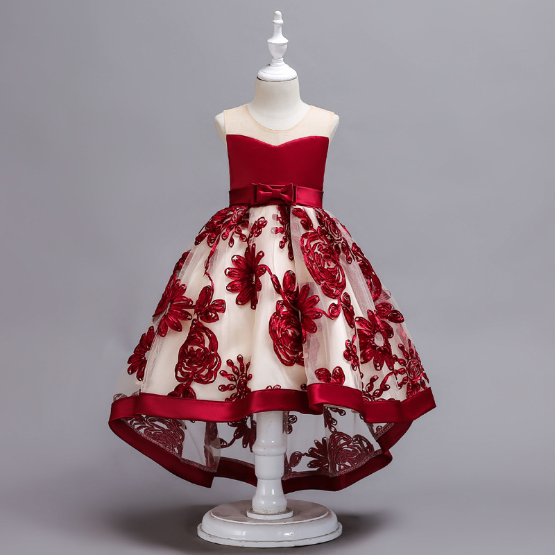 Flower children's wedding dress embroidery Tuxedo Dress children's soft dress Princess lovely skirt