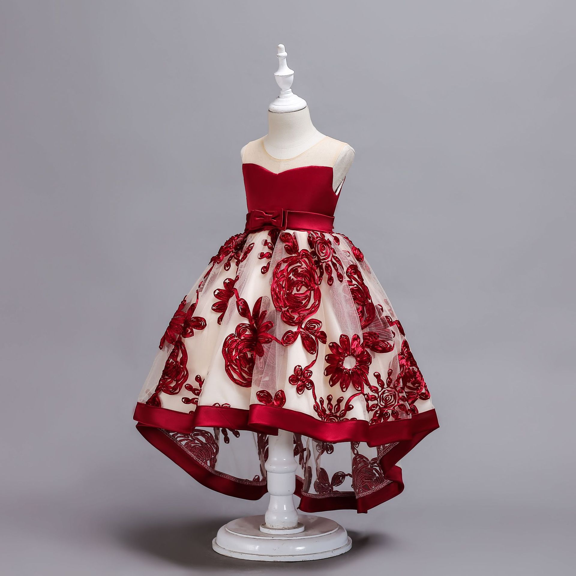 Flower children's wedding dress embroidery Tuxedo Dress children's soft dress Princess lovely skirt