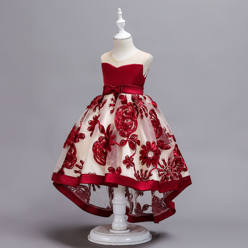 Flower children's wedding dress embroidery Tuxedo Dress children's soft dress Princess lovely skirt