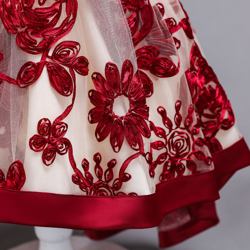 Flower children's wedding dress embroidery Tuxedo Dress children's soft dress Princess lovely skirt