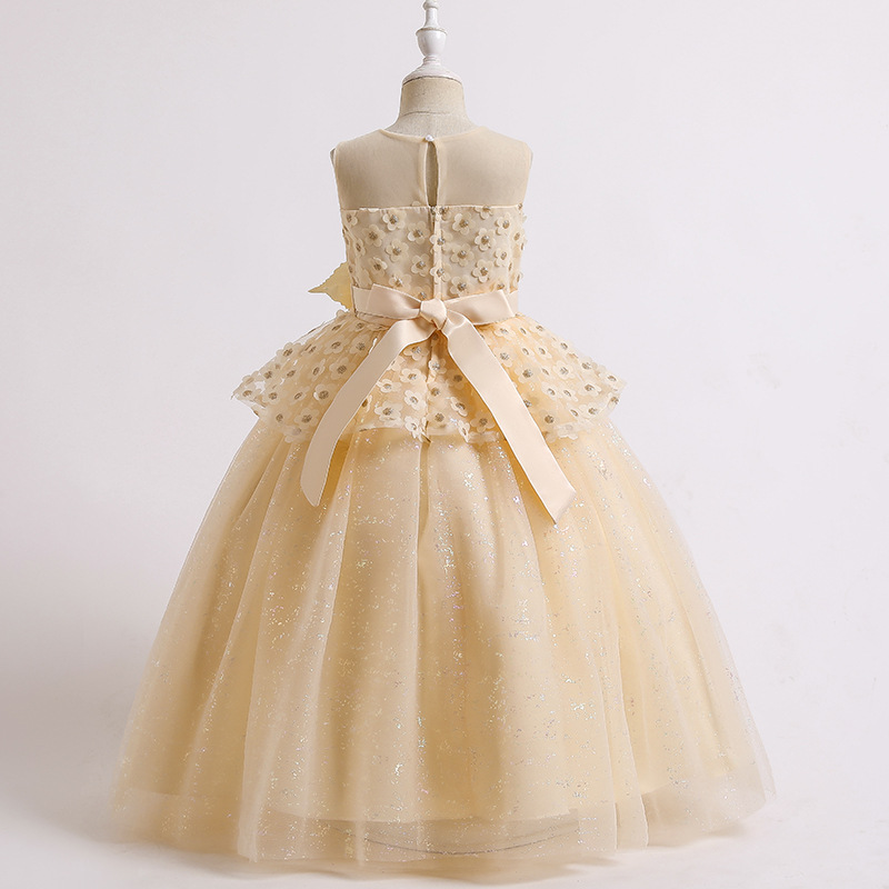 Summer princess dress lace flower wedding dress shining long dress fashion flower girl host dress