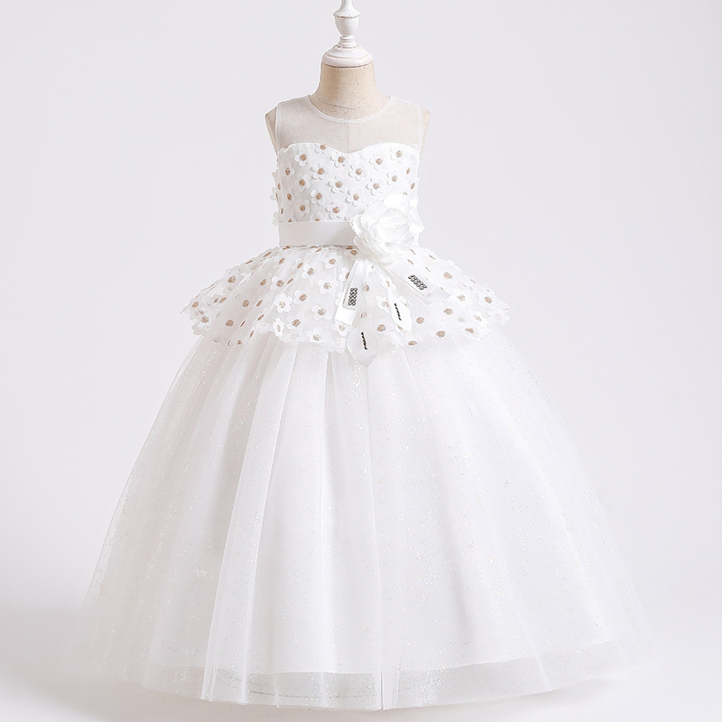 Summer princess dress lace flower wedding dress shining long dress fashion flower girl host dress