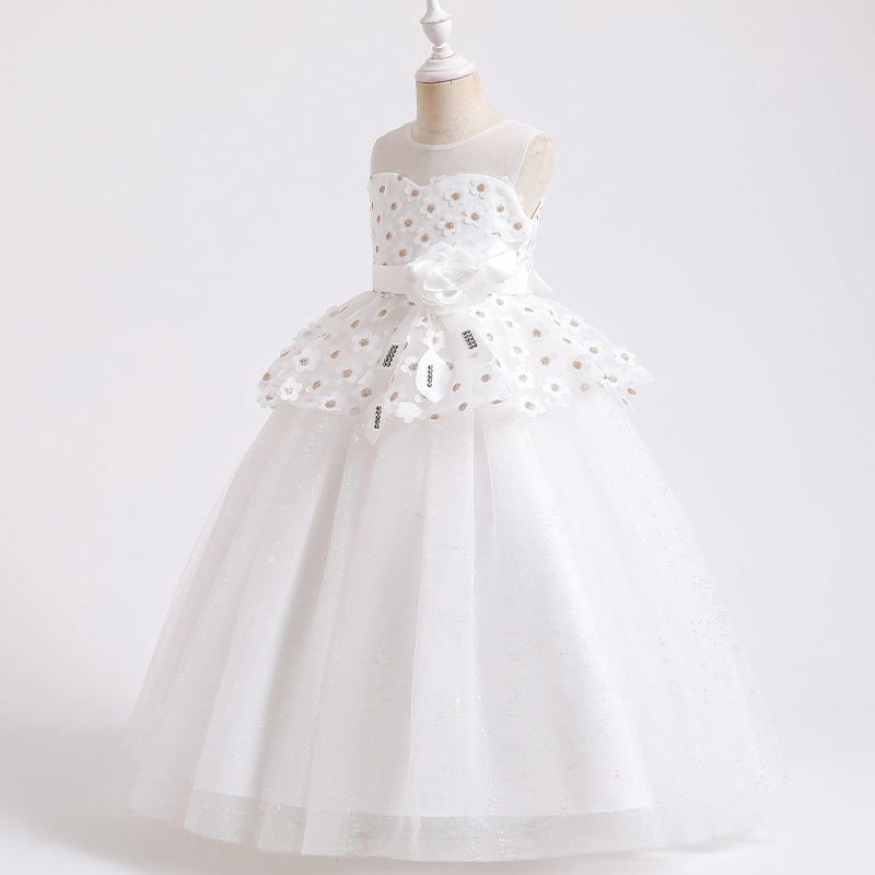Summer princess dress lace flower wedding dress shining long dress fashion flower girl host dress