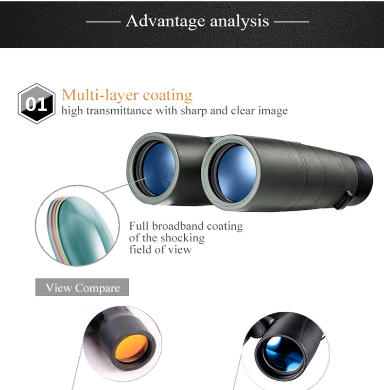 Binoculars 10X42 low light level night vision travel mobile phone camera telescope