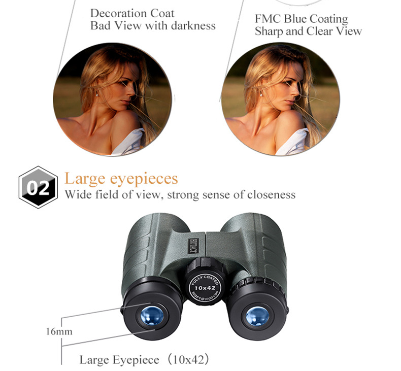 Binoculars 10X42 low light level night vision travel mobile phone camera telescope