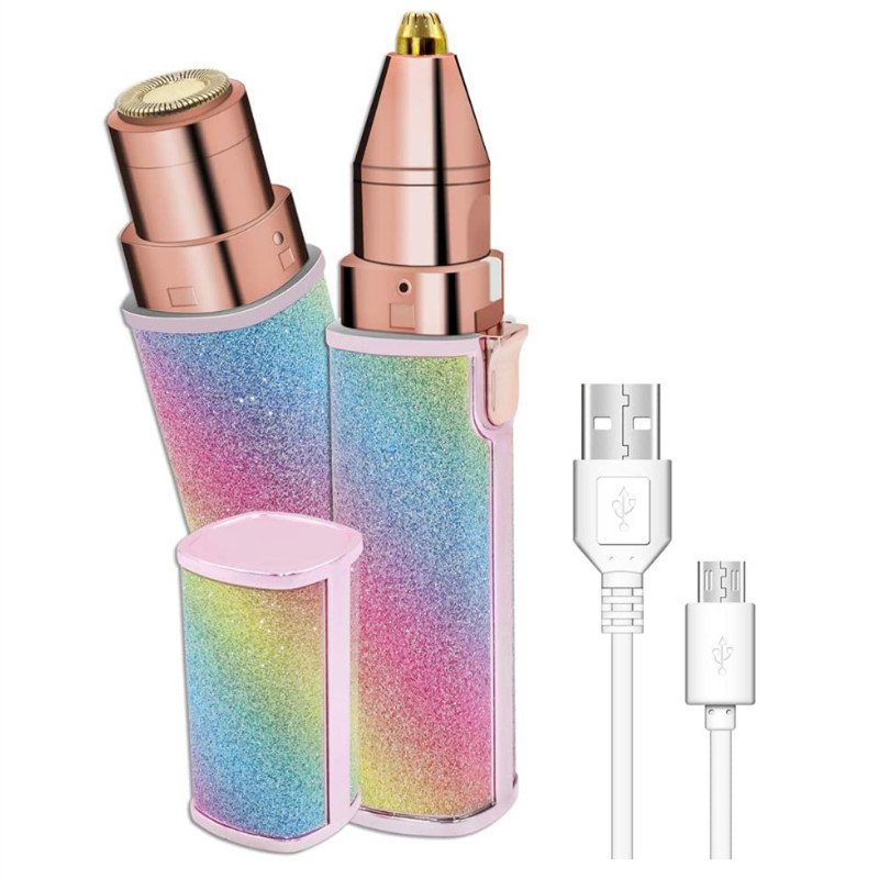 New electric eyebrow trimmer USB charging lipstick lady shaver 2 in 1 electric eyebrow trimmer