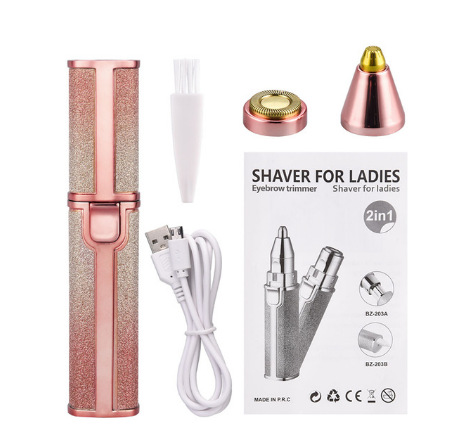 New electric eyebrow trimmer USB charging lipstick lady shaver 2 in 1 electric eyebrow trimmer