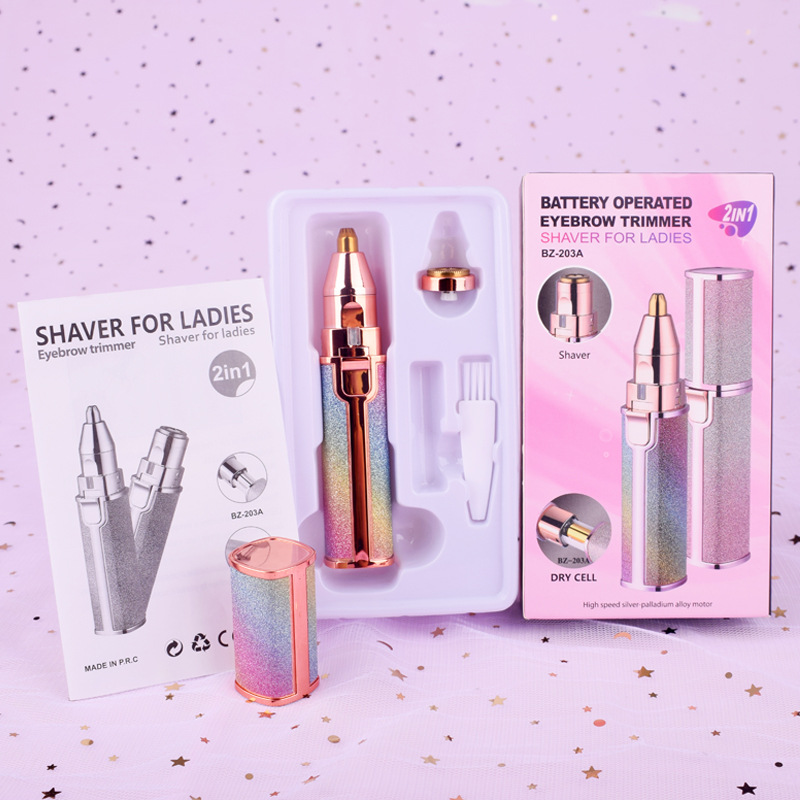 New electric eyebrow trimmer USB charging lipstick lady shaver 2 in 1 electric eyebrow trimmer