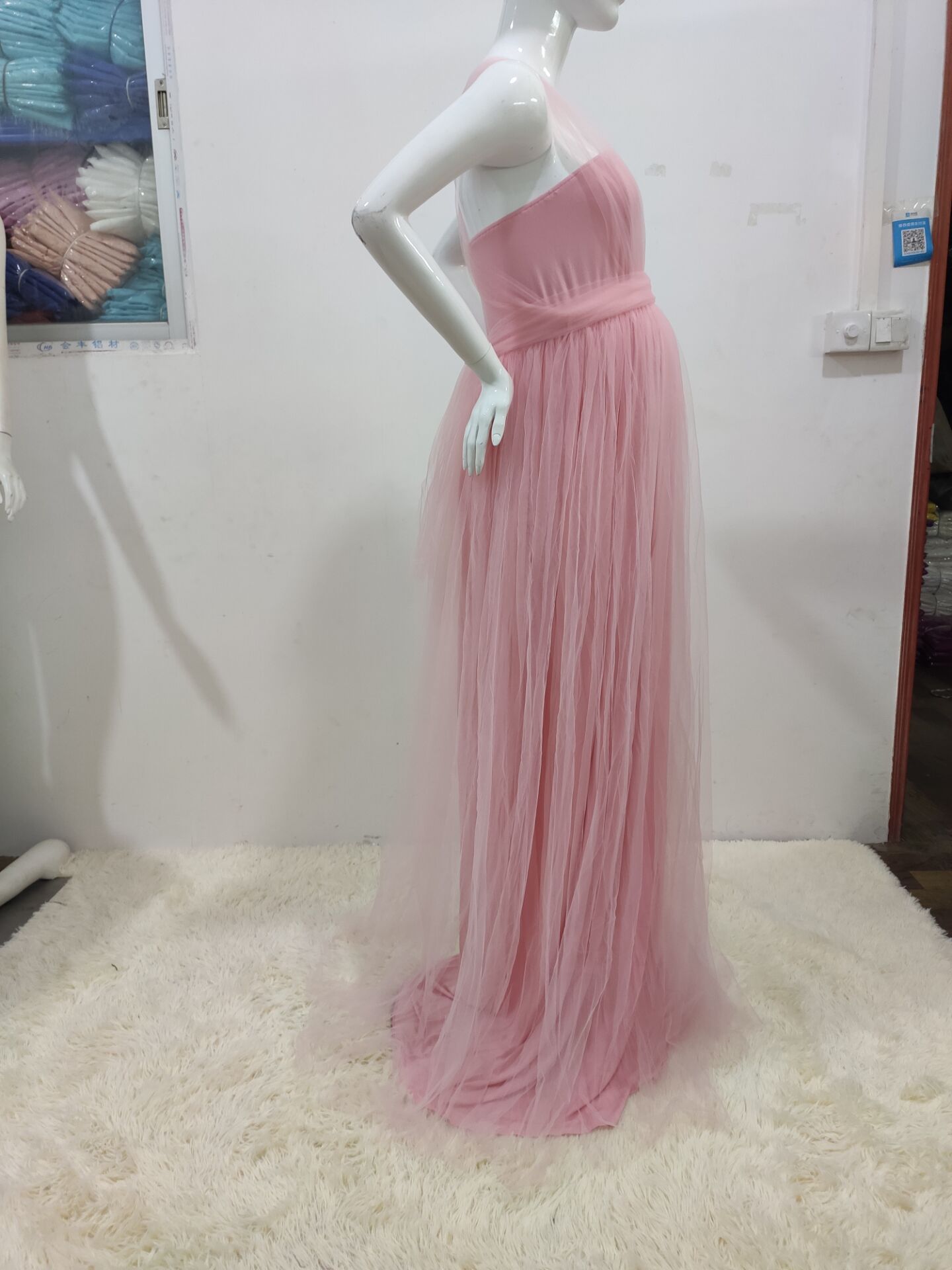 Women's clothing Japanese cotton splicing mesh bandage pregnant women's mopping dress