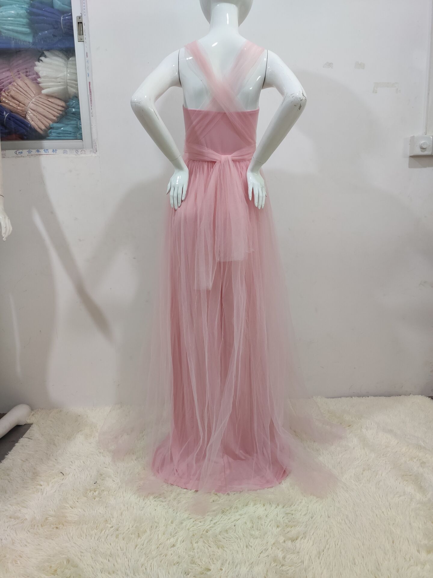 Women's clothing Japanese cotton splicing mesh bandage pregnant women's mopping dress